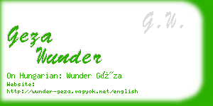 geza wunder business card